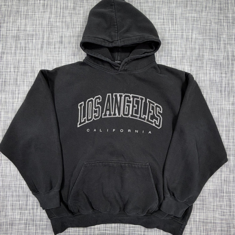 John Galt Womens One Size Black Los Angeles Graphic Hoodie Sweatshirt USA Made